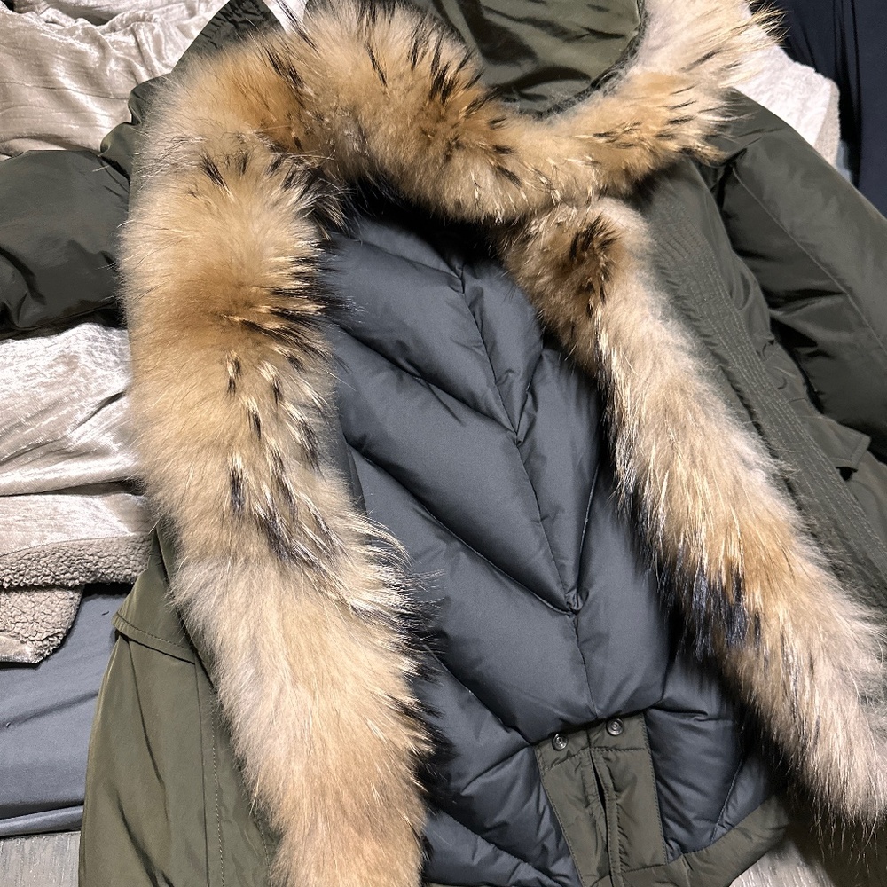 AUTHENTIC Woolrich military fur parka olive green XS